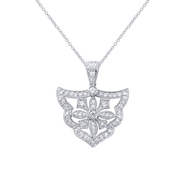 Natural 0.58 CTW Diamond Necklace 18K White Gold - REF-100Y8N