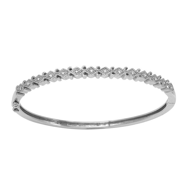Natural 0.07 CTW Diamond Bangle 18K White Gold - REF-155R7K