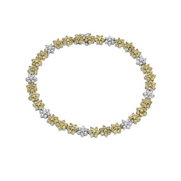 Natural 6 CTW Yellow Sapphire & Diamond Bracelet 14K White Gold - REF-143H3W