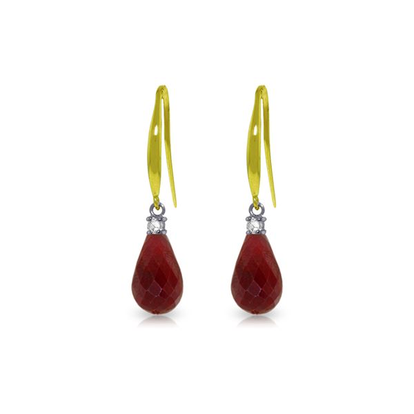 Genuine 6.7 ctw Ruby & Diamond Earrings 14KT Yellow Gold - REF-28T8A