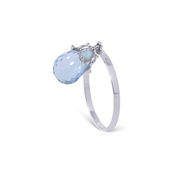 Genuine 3 ctw Blue Topaz Ring 14KT White Gold - REF-22K5V