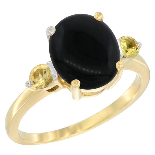 1.79 CTW Onyx & Yellow Sapphire Ring 14K Yellow Gold - REF-30Y3V