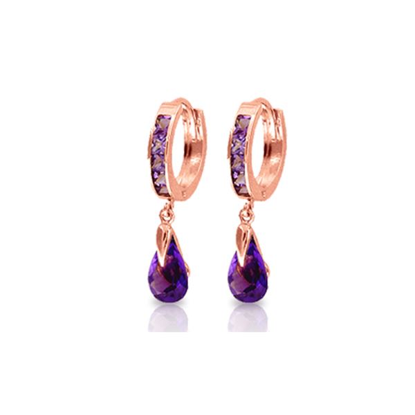 Genuine 3.3 ctw Amethyst Earrings 14KT Rose Gold - REF-50Y6F