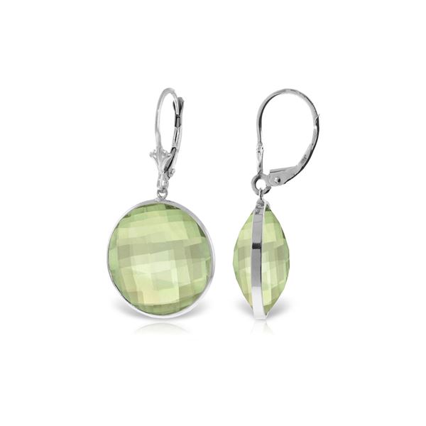 Genuine 36 ctw Green Amethyst Earrings 14KT White Gold - REF-80V4W