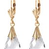 Genuine 6 ctw White Topaz Earrings 14KT Yellow Gold - REF-27X8M