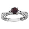 0.85 CTW Garnet & Diamond Ring 14K White Gold - REF-67V8R