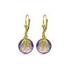 Genuine 10.63 ctw Amethyst & Diamond Earrings 14KT Yellow Gold - REF-44V7W