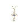 Genuine 0.57 ctw Tanzanite & Diamond Necklace 14KT White Gold - REF-44F4Z