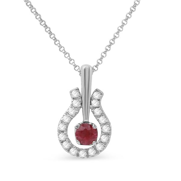 Natural 0.59 CTW Ruby & Diamond Necklace 14K White Gold - REF-49M5F