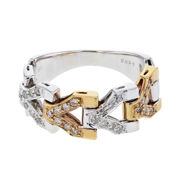 Natural 0.27 CTW Diamond Ring 18K Two Tone Rose Gold - REF-84H6W