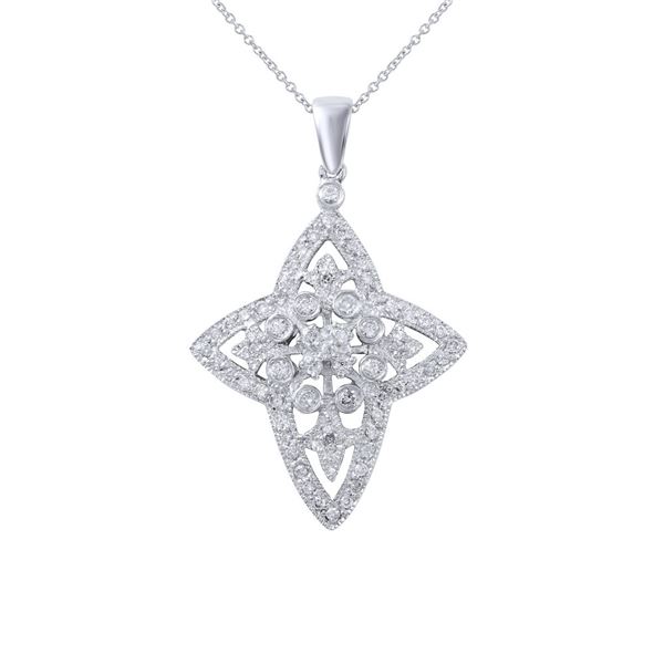 Natural 0.68 CTW Diamond & Pendant 18K White Gold - REF-99Y9N