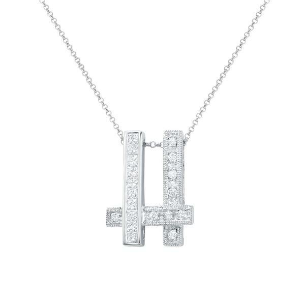 Natural 0.55 CTW Princess Diamond Necklace 14K White Gold - REF-63Y9N