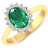 Natural 1.87 CTW Zambian Emerald & Diamond Ring 14K Yellow Gold - REF-77T3H