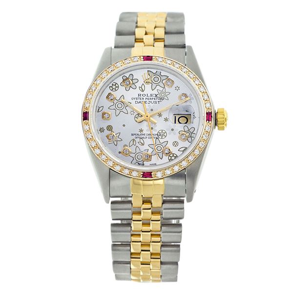 Rolex Pre-owned 36mm Mens Flower Two Tone