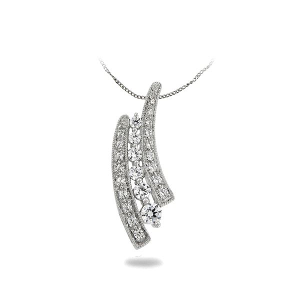 Natural 0.50 CTW Diamond Necklace 14K White Gold - REF-67Y5N
