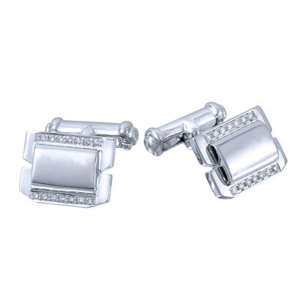 Natural 0.19 CTW Diamond Cuff Links 14K White Gold - REF-98M3F