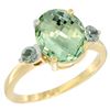2.64 CTW Amethyst & Green Sapphire Ring 14K Yellow Gold - REF-32F3N