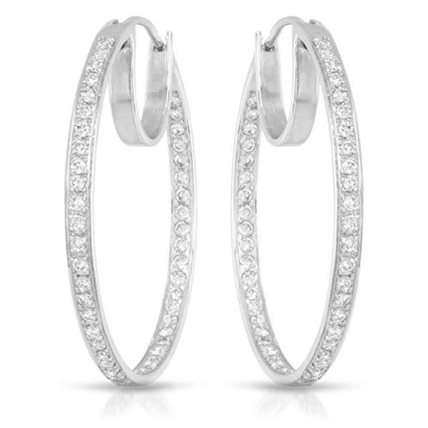 Natural 1.09 CTW Diamond Earrings 18K White Gold - REF-180M2F