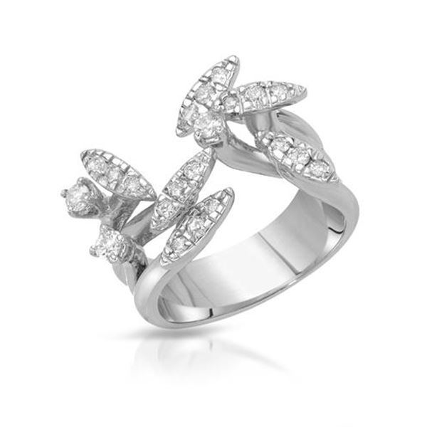 Natural 0.51 CTW Diamond Ring 18K White Gold - REF-154Y8N