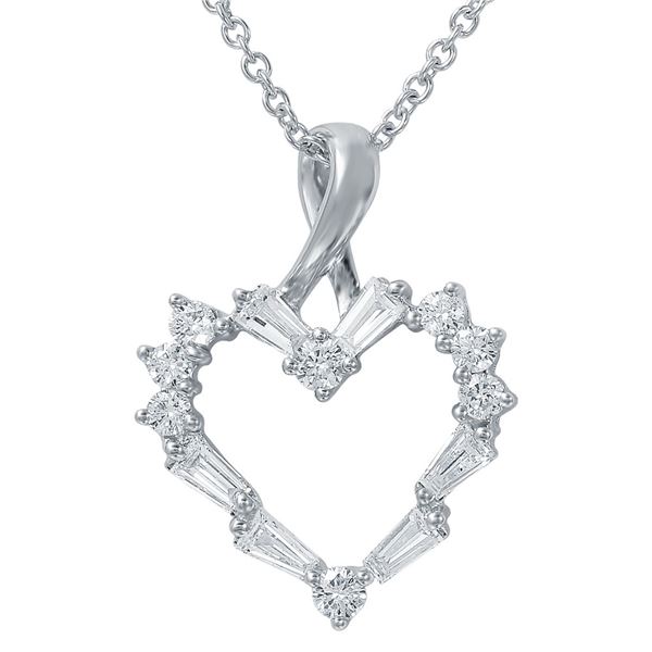 Natural 0.53 CTW Diamond & Baguette Necklace 14K White Gold - REF-65Y7N