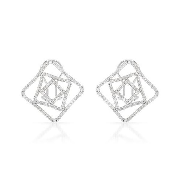 Natural 0.94 CTW Diamond Earrings 14K White Gold - REF-96H3W