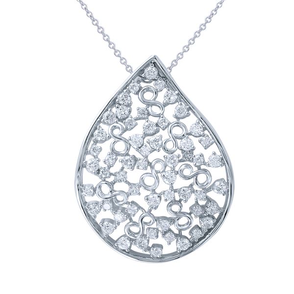 Natural 1.16 CTW Diamond Necklace 18K White Gold - REF-189Y9N