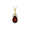 Genuine 6.5 ctw Garnet & White Topaz Necklace 14KT Yellow Gold - REF-40Y7F