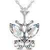 Genuine 0.60 ctw Aquamarine Necklace 14KT White Gold - REF-25Z2N