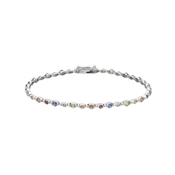 Natural 4.59 CTW Multi-Sapphire Bracelet 14K White Gold - REF-161X3T
