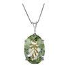 Genuine 7.55 ctw Green Amethyst Necklace 14KT White Gold - REF-35A9K