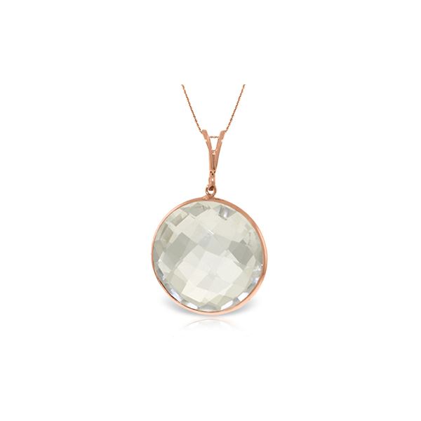 Genuine 18 ctw White Topaz Necklace 14KT Rose Gold - REF-39Y8F