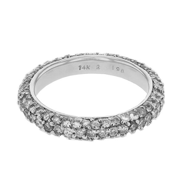 Natural 1.98 CTW Diamond Band Ring 14K White Gold - REF-126X2T