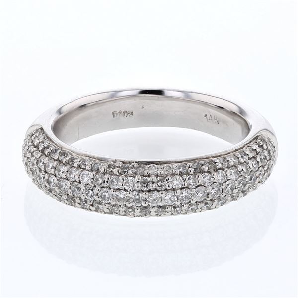 Natural 1.03 CTW Diamond Ring 14K White Gold - REF-126Y9N