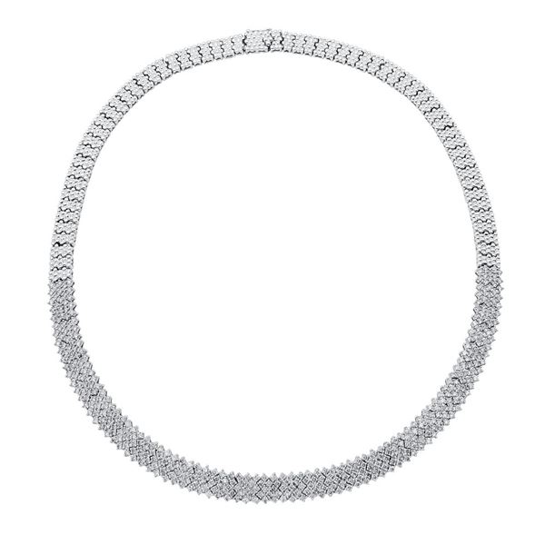 Natural 7.22 CTW Diamond Necklace 18K White Gold - REF-988H2W