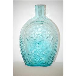 7" DOUBLE EAGLE BOTTLE FLASK - AQUA PINT W