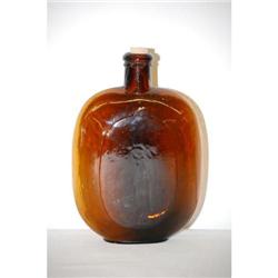 7 1/2" PUMPKIN SEED FLASK - AMBER W/ APPLI