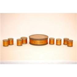 19TH CENT. ROUND SPICE BOX W/ 8 ROUND SPIC