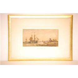 W. CALLCOTT KNELL WATERCOLOR OF DUTCH LAND