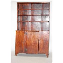 18TH CENT. N.E. STEPBACK CUPBOARD - PINE P