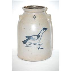 19TH CENT. 4 GAL. DECORATED STONEWARE STOR