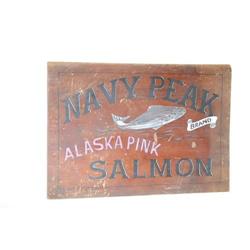 PAINTED WOODEN TRADE SIGN FOR "NAVY PEAK B