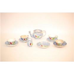 11 PC. BLUE SPATTERWARE CHILDS TEASET W/ P