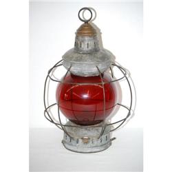 LARGE 19TH CENT. PIERCED TIN SHIPS LANTERN