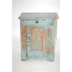 19TH CENT. PAINTED HALF COMMODE - PINE & W