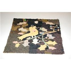 19TH CENT. BIRD ON A BRANCH HOOKED RUG-GOL