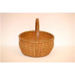 19TH CENT. ROUND WOVEN SPLINT BASKET W/ DO