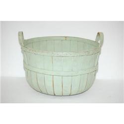 19TH CENT. PAINTED SPLINT GATHERING BASKET