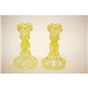 Image 1 : PR. 7" CANARY SANDWICH GLASS CANDLESTICKS-