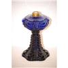 Image 1 : 8 1/4" COBALT BLUE OIL LAMP - DRAPE PATTER