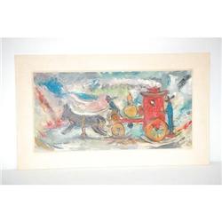 EDWARD ROSENFELD FIRE ENGINE PAINTING-OIL